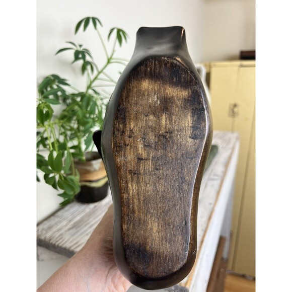 Vintage PWF Carved Solid Wood Mallard Duck Goose Glass Eye Figurine 9x5x4" - Picture 6 of 6